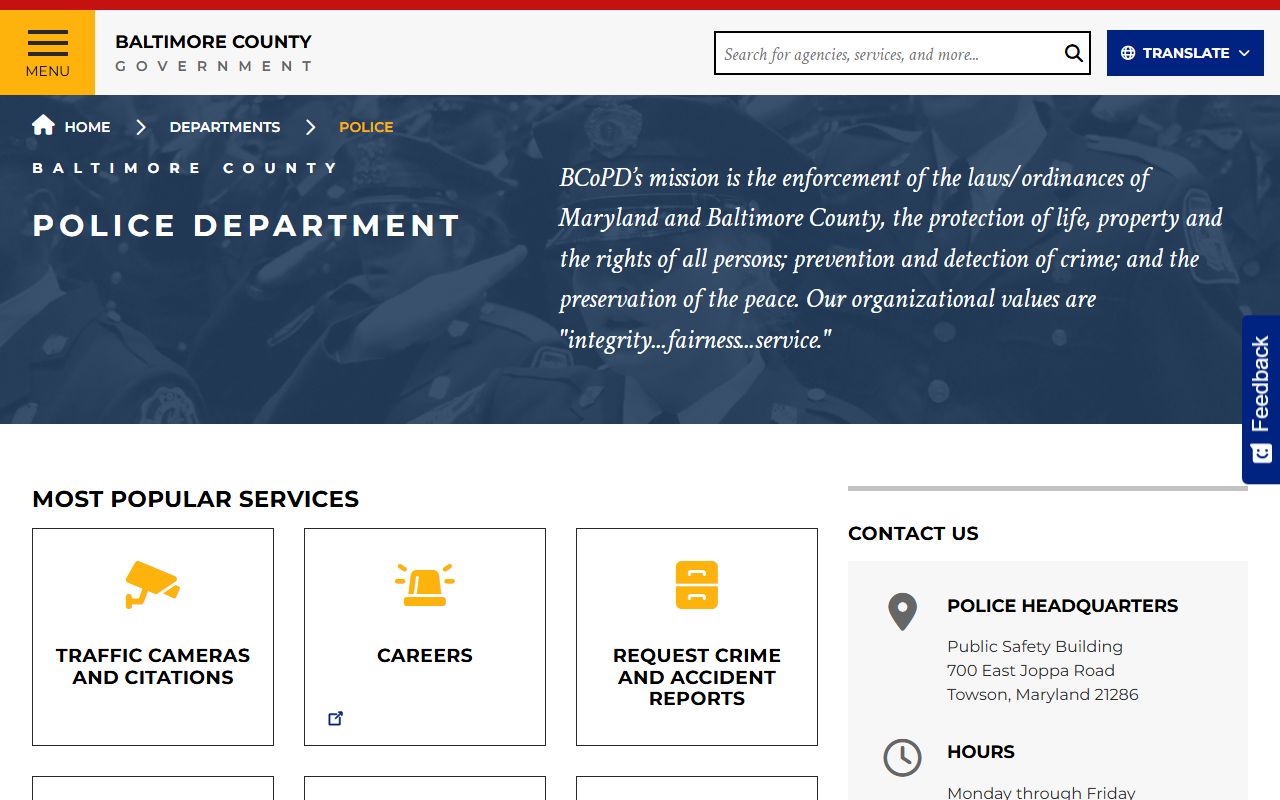 Baltimore County busted mugshots police department website