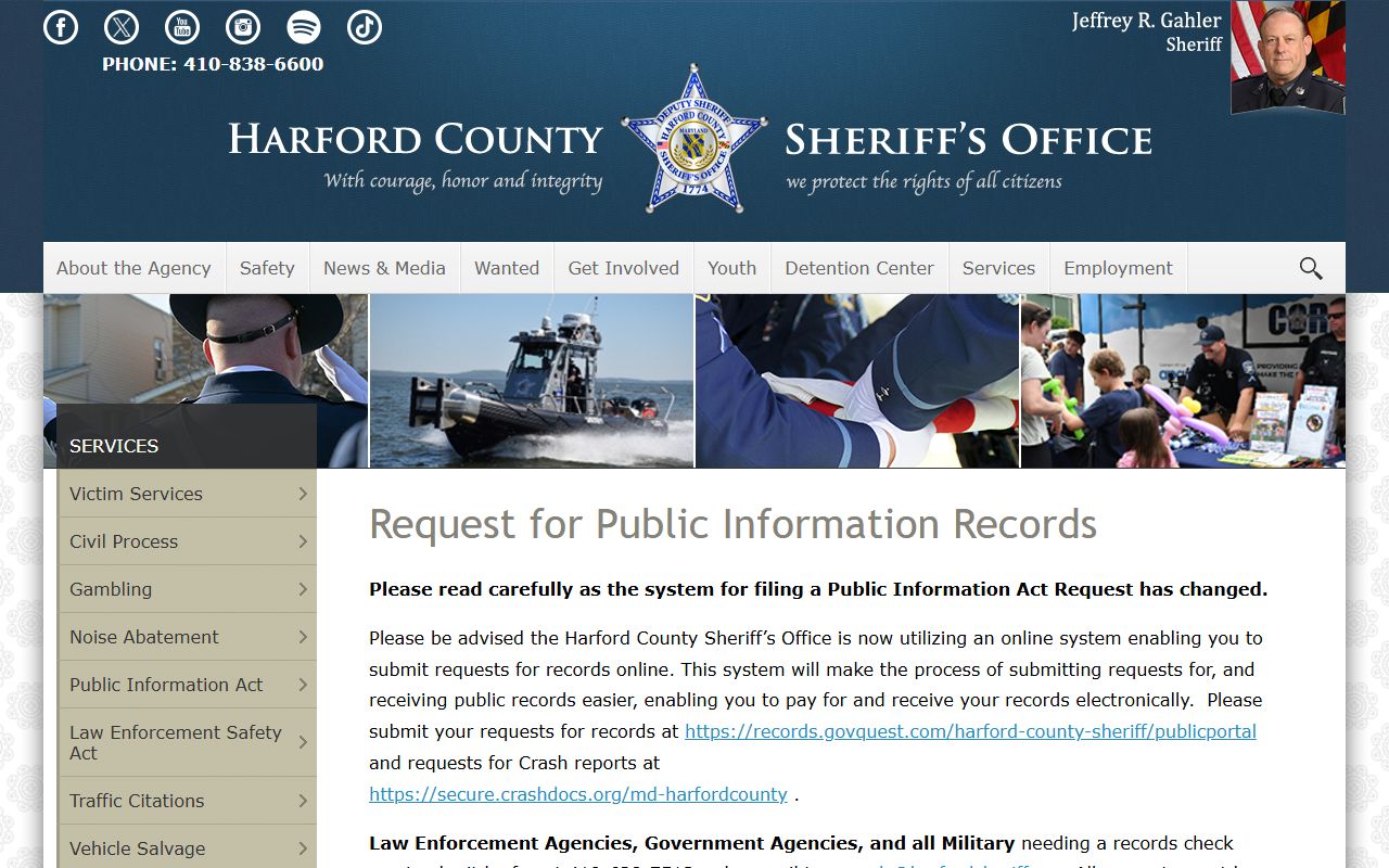 Harford County busted mugshots PIA request portal