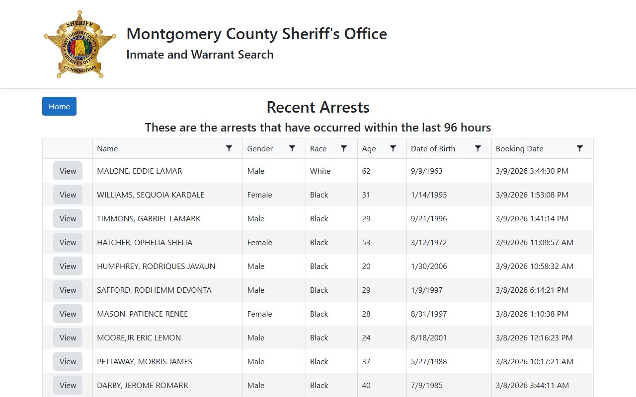 Montgomery County busted mugshots recent arrests page