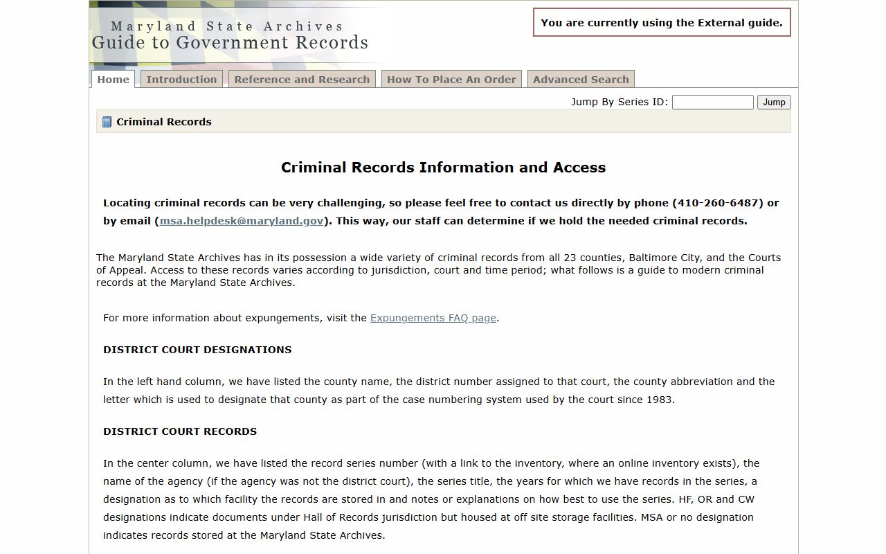 Maryland State Archives criminal records guide for historical busted mugshots